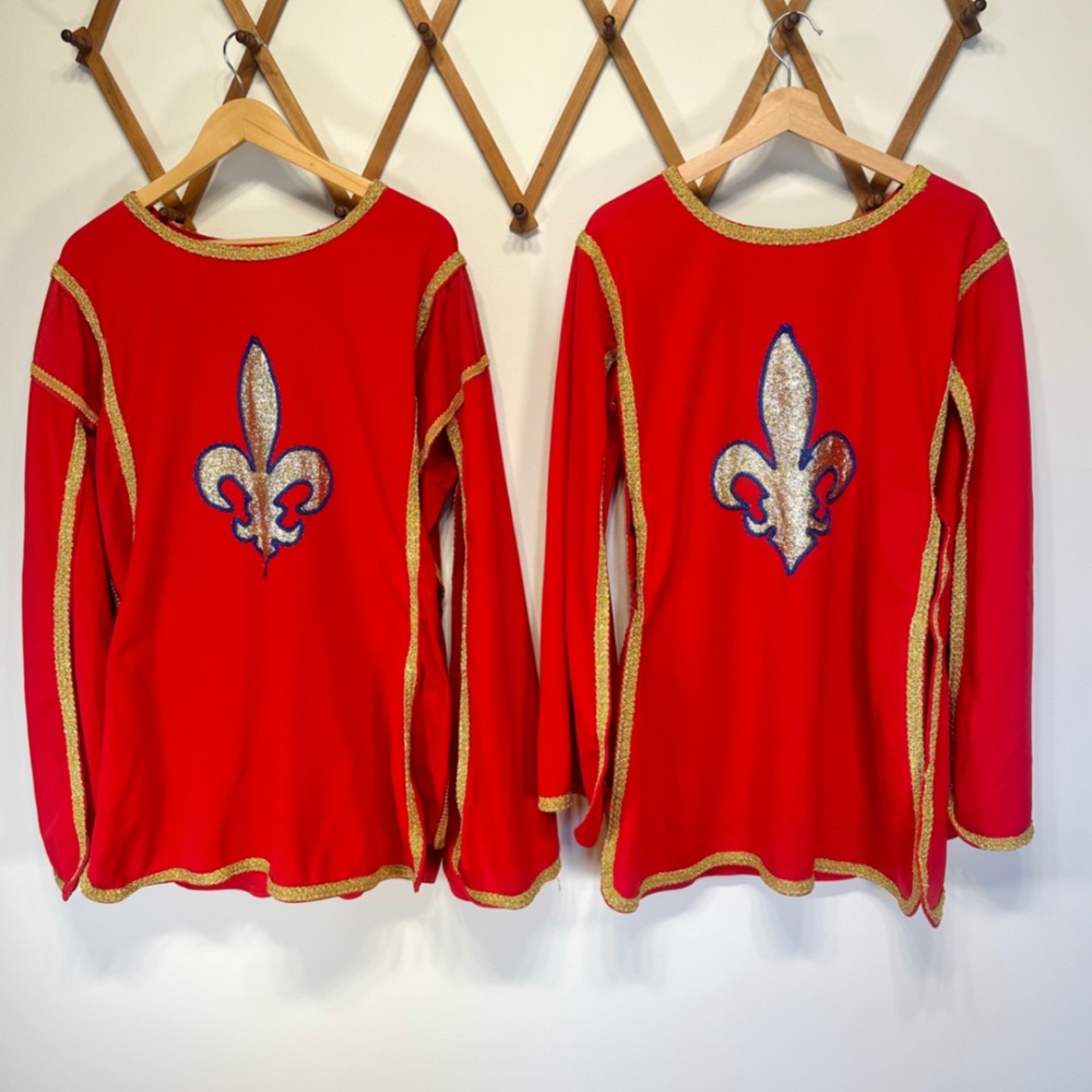 Two Vintage 80s Medieval Knight Musketeer Halloween Costumes Red Gold Tunics - Picture 13 of 13